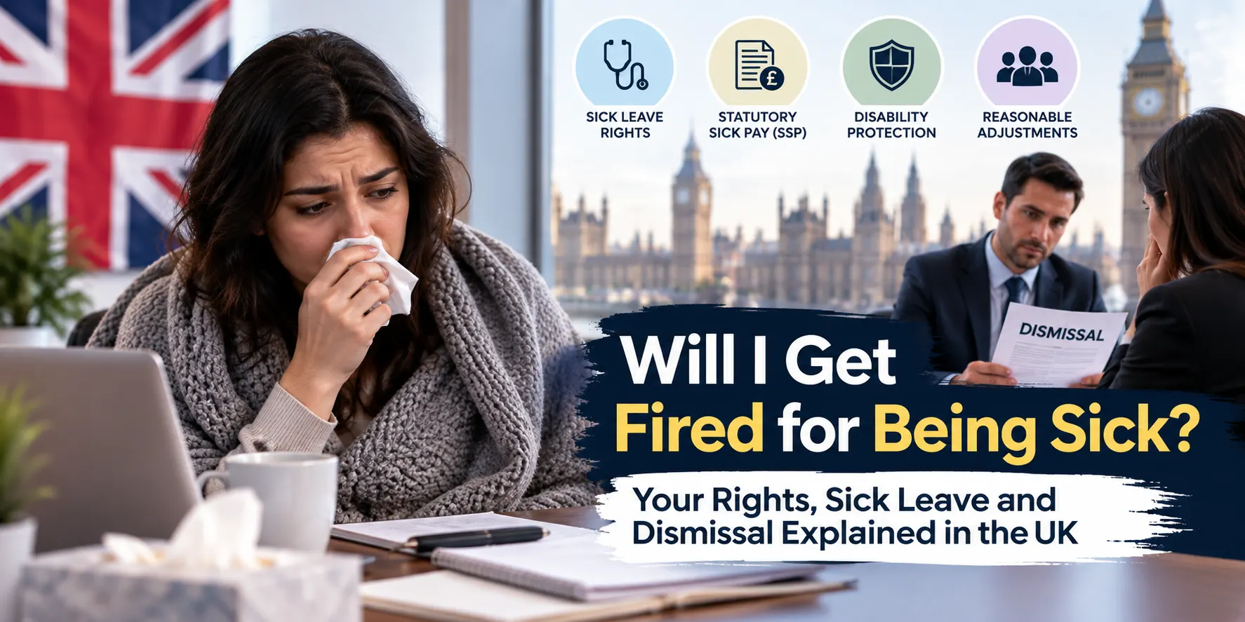 Will I Get Fired for Being Sick? UK Employment Rights, Sick Leave and Dismissal Explained 1 % AYJ Solicitors Will I Get Fired for Being Sick UK Employment Rights, Sick Leave and Dismissal Explained